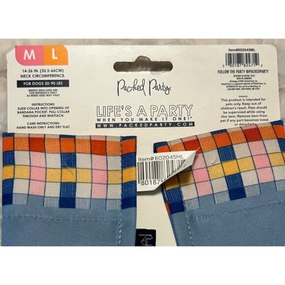 Set of 2 Packed Party Multicolor Dog Bandanas For Pets 20-90 lbs. Sizes M/L - Picture 4 of 10